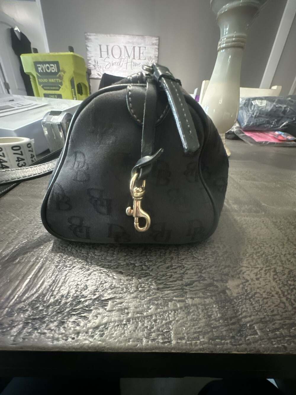 Dooney & Bourke Signature Monogram Canvas Barrel Shoulder Bag - Picture 3 of 8